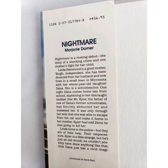 Nightmare A Novel Marjorie Dorner Signed 1st Edition Hardcover DJ 1987 Thriller - Picture 9 of 9